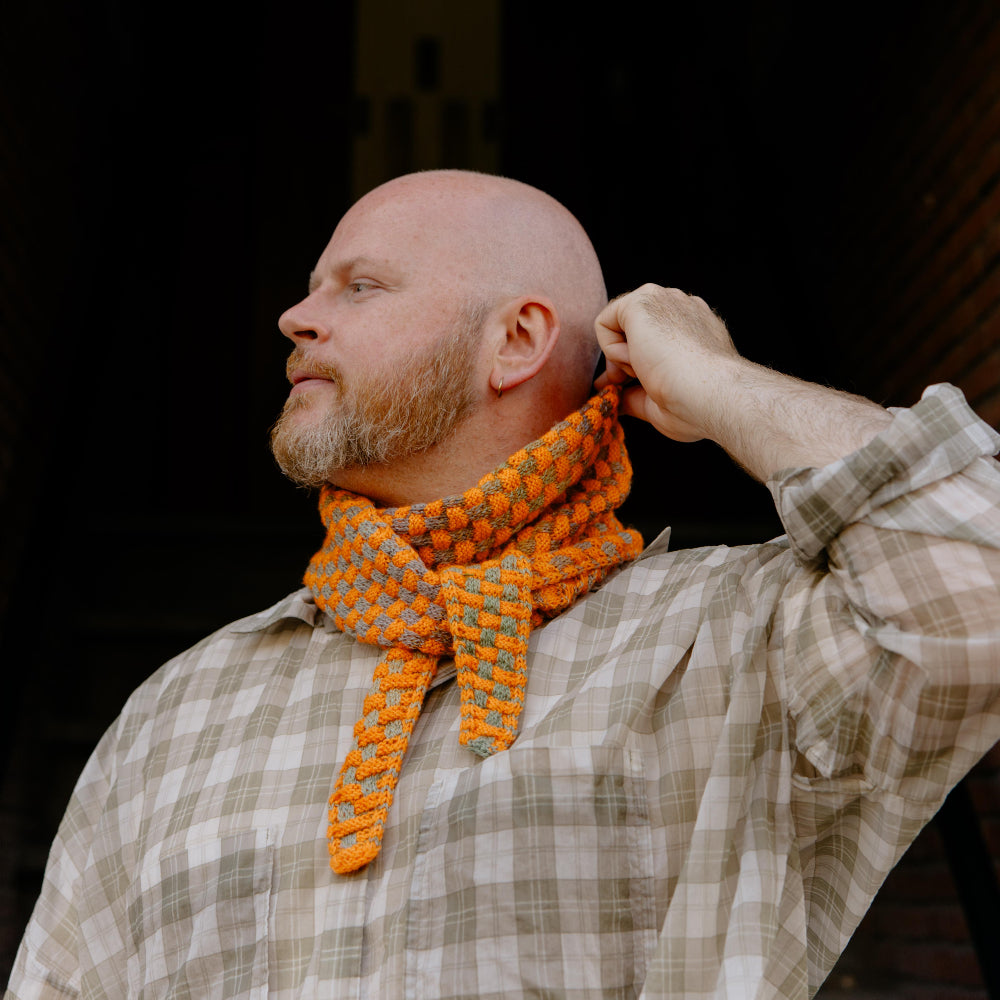Woven Checks Skinny Scarf
